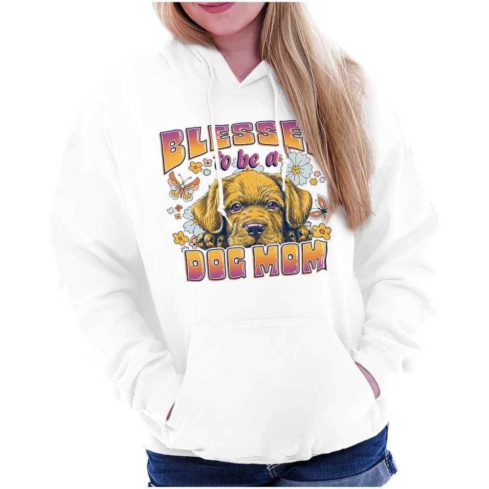 image:imageBrisco Brands Blessed To Be A Dog Mom Cute Florals Hoodie Sweatshirt WomenWhite