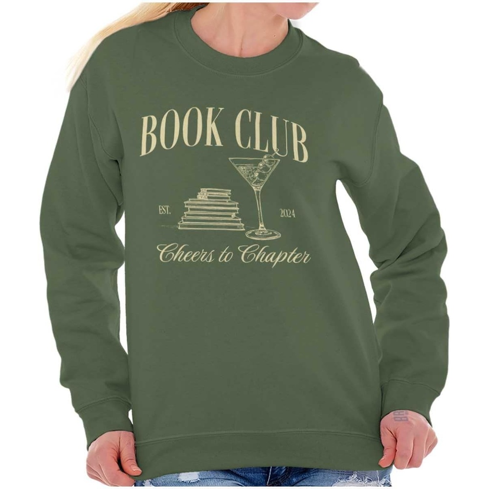 image:imageBrisco Brands Book Club Drinks Cheers To Chapters Women Crewneck Sweatshirt
