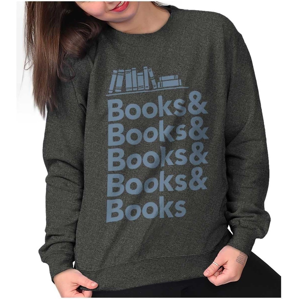 image:imageBrisco Brands Books Reading Lover Sweatshirt for Men or WomenBlack