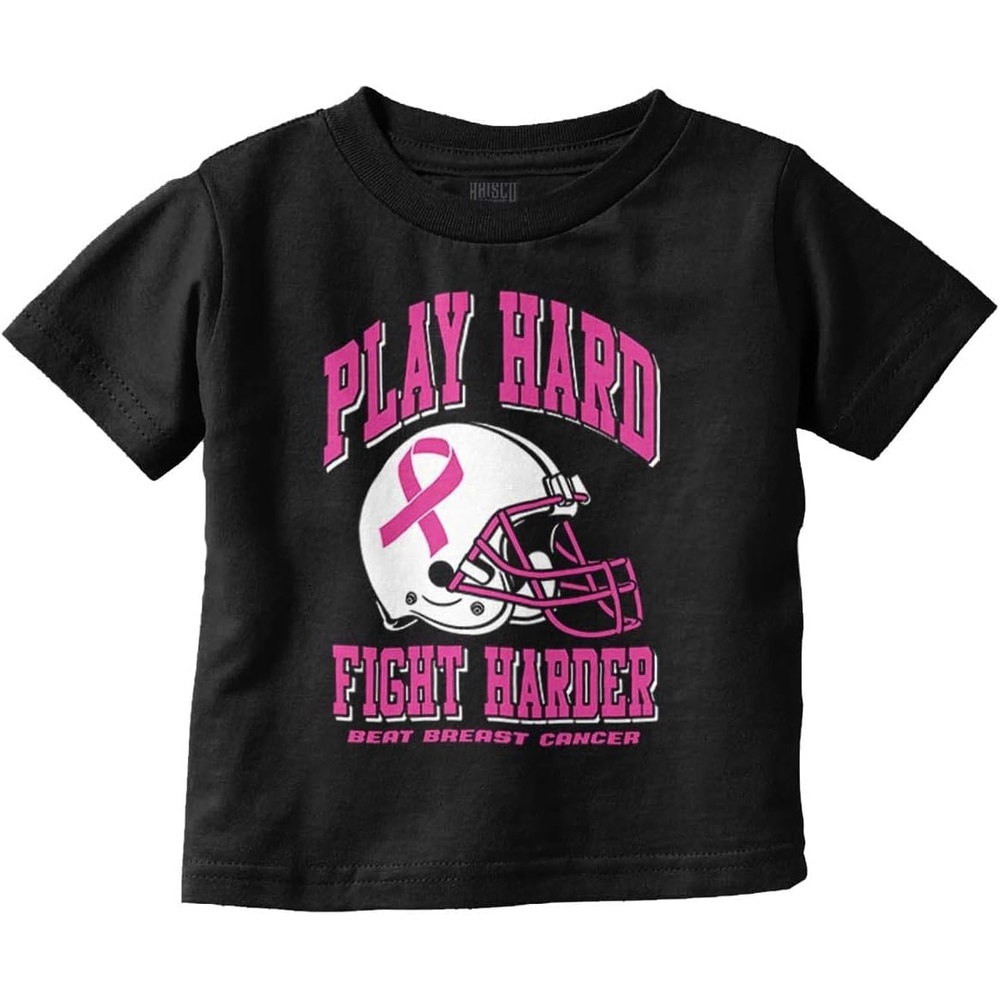 image:imageBrisco Brands Breast Cancer Football Fight Hard Toddler Baby Girl T ShirtBlack