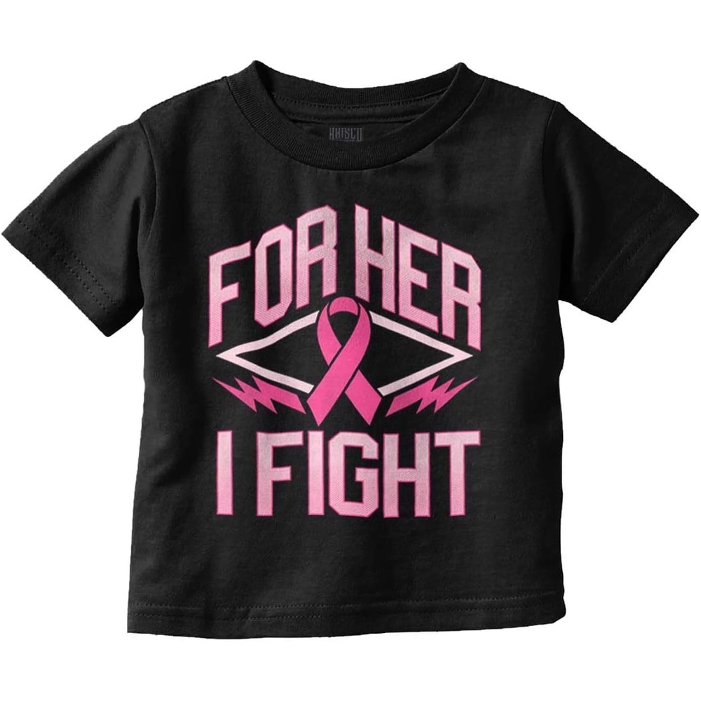 image:imageBrisco Brands Breast Cancer Pink for Her I Fight Toddler Baby Girl T ShirtBlack