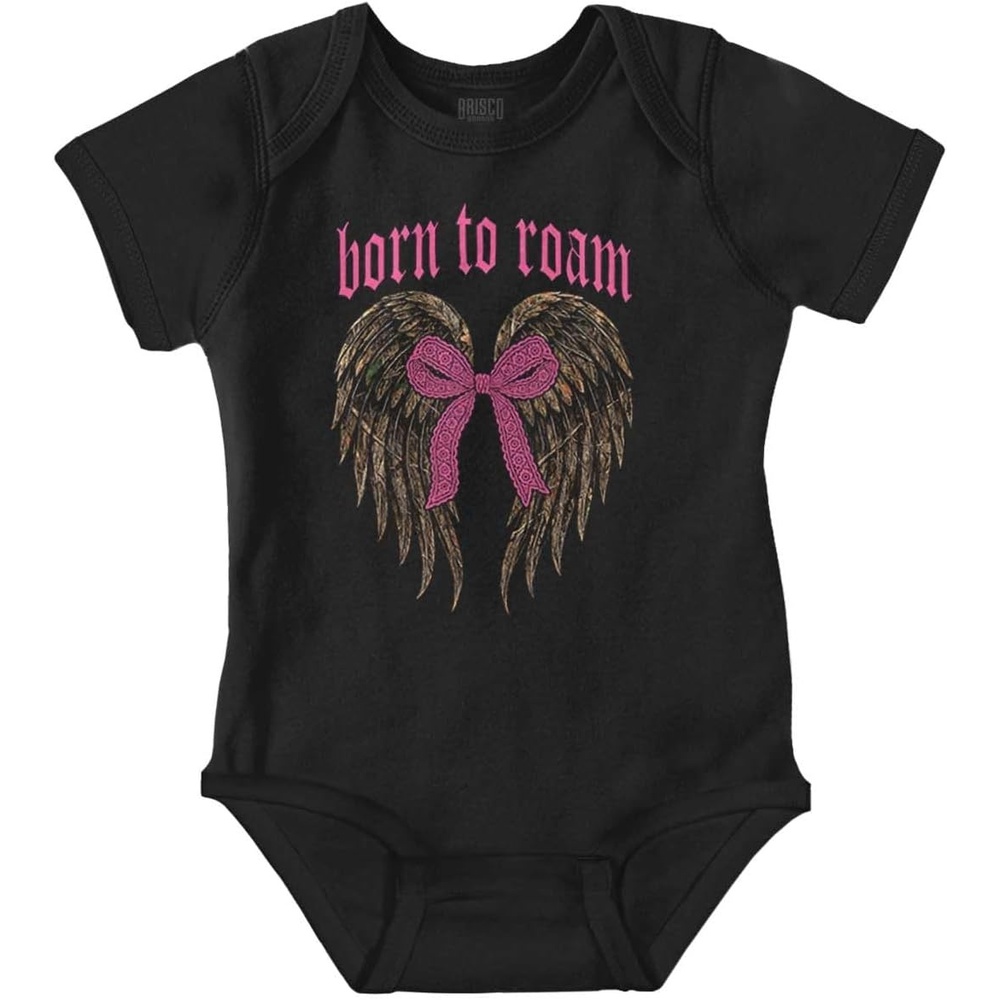 image:imageBrisco Brands Cute Girly Hunter Camouflage Bows Baby Bodysuit Jumper GirlsBlack  Born to Roam