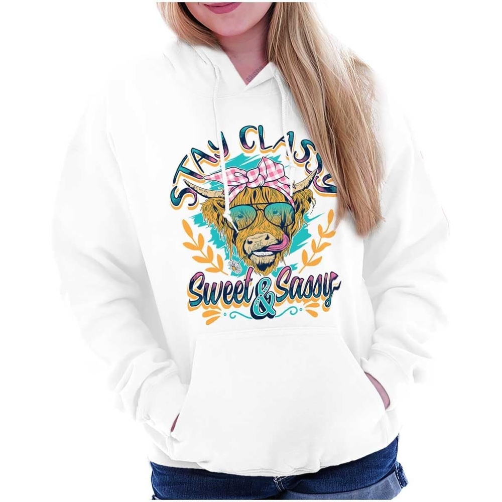 image:imageBrisco Brands Cute Stay Classy Sweet and Sassy Hoodie Sweatshirt WomenWhite