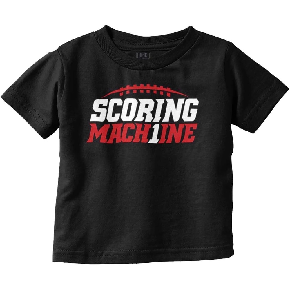 image:imageBrisco Brands Football Num 1 Scoring Machine Toddler Baby Graphic T ShirtBlack