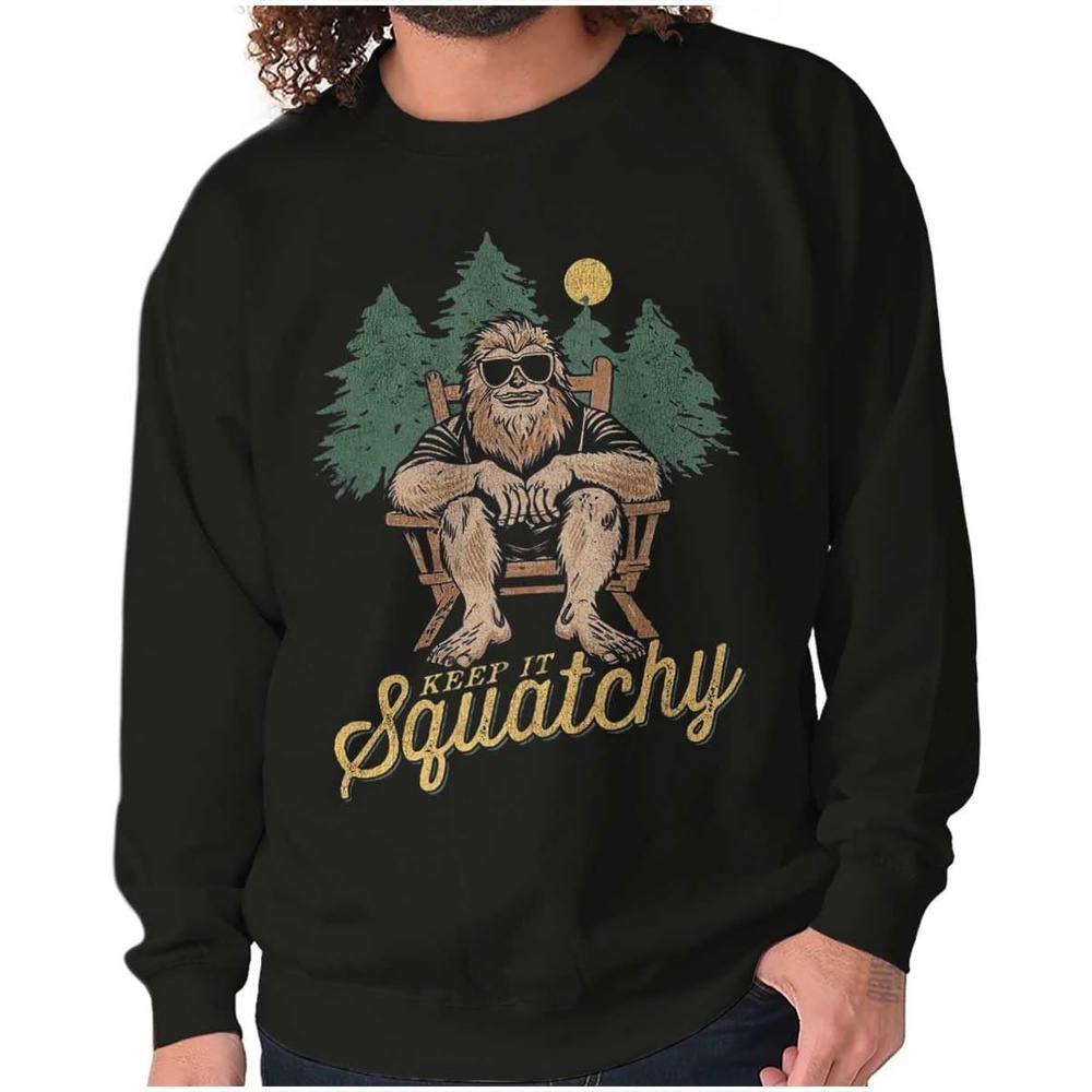image:imageBrisco Brands Funny Bigfoot Keep It Squatchy Sweatshirt for Men or WomenBlack