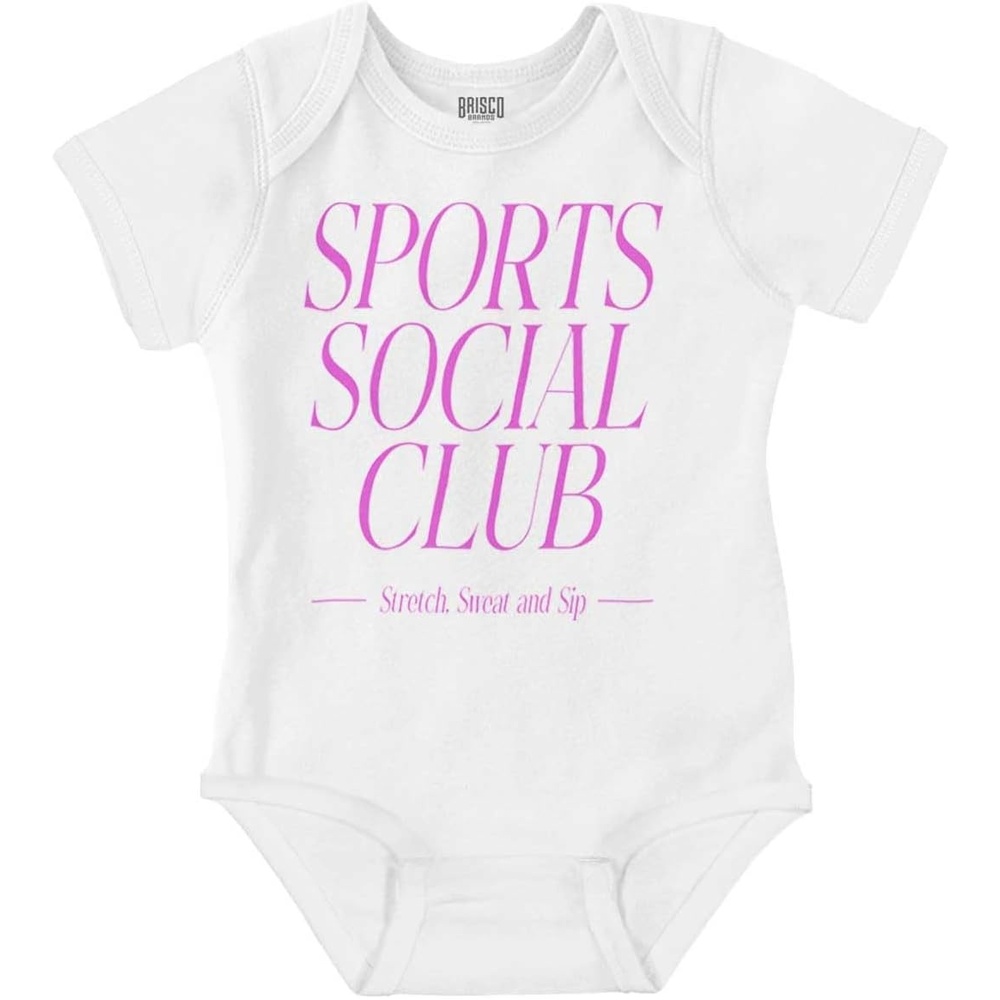 image:imageBrisco Brands Funny Gym Sports Social Club Joke Baby Bodysuit Jumper GirlsWhite