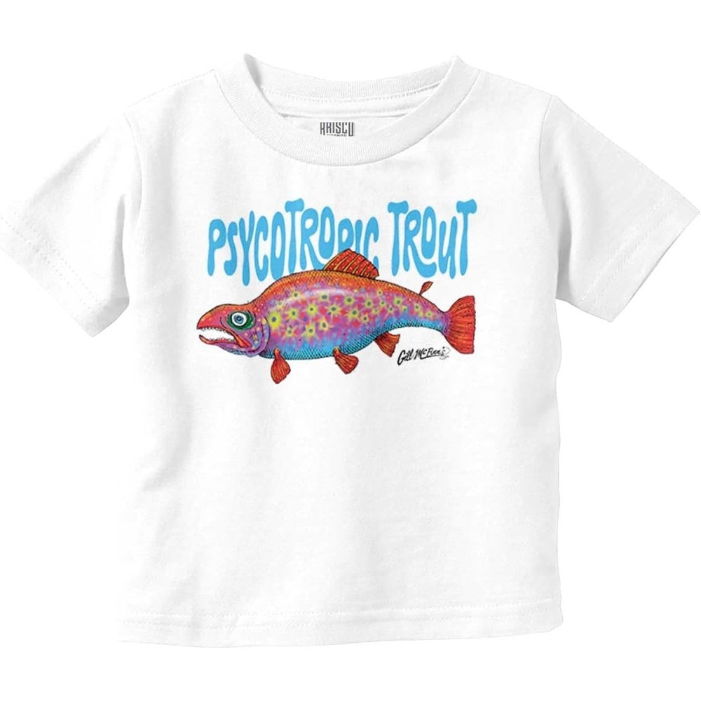 image:imageBrisco Brands Gill McFinns Psychotropic Trout Toddler Baby Graphic T ShirtWhite