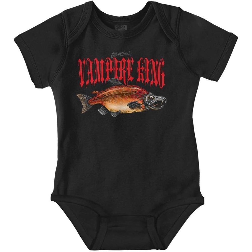 image:imageBrisco Brands Gill McFinns Vampire King Fish Baby Romper Boys or GirlsBlack