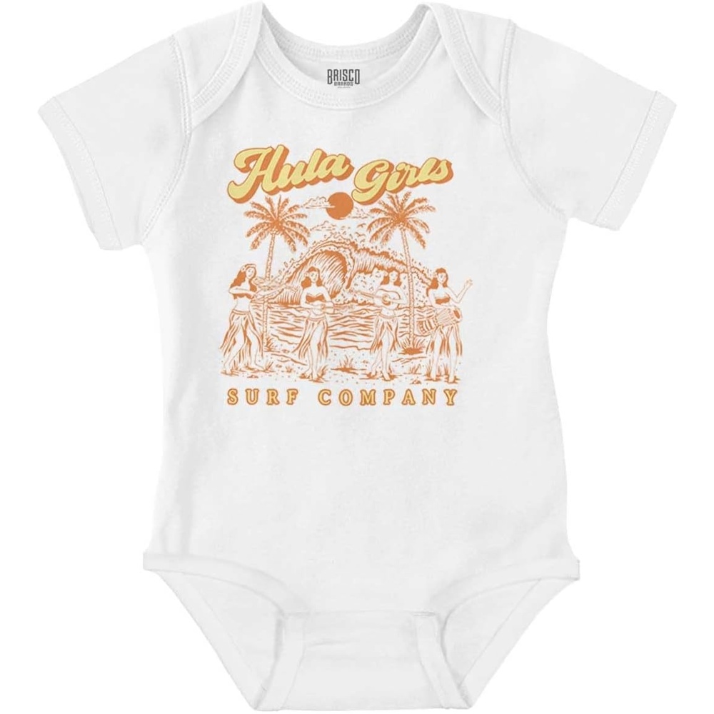 image:imageBrisco Brands Hawaii Hula Girls Surf Company Baby Romper Boys or GirlsWhite