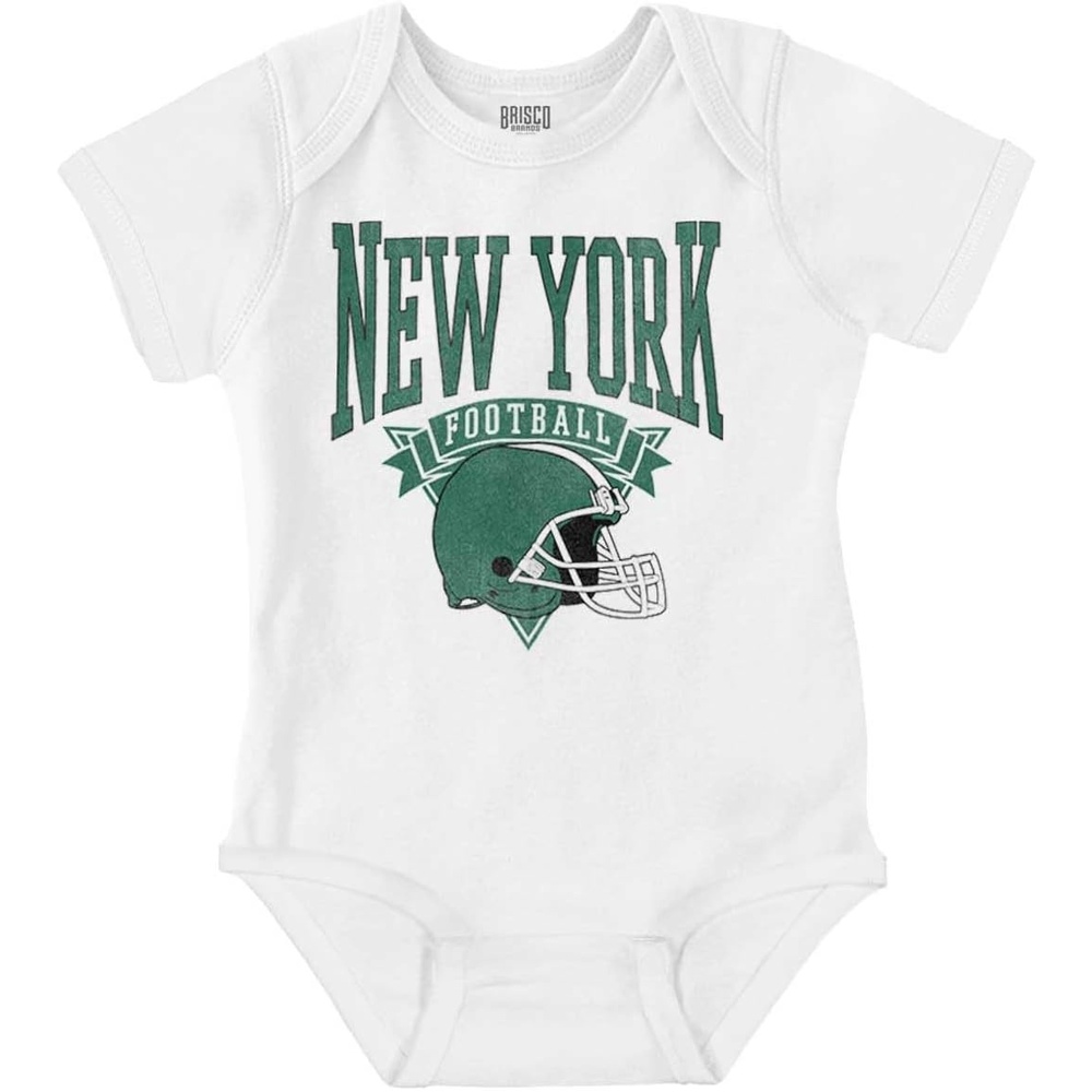 image:imageBrisco Brands Hometown Football Team Fan Helmet Baby Romper Boys or GirlsWhite  New York