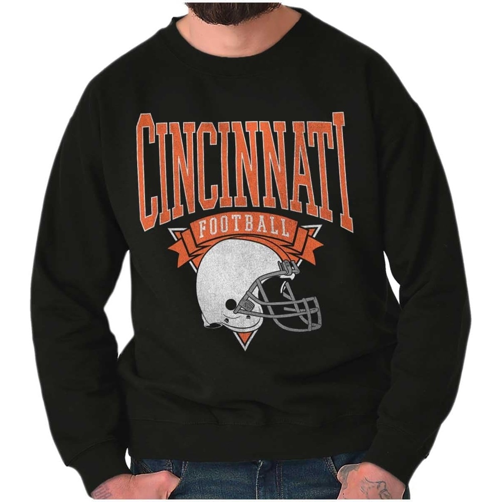 image:imageBrisco Brands Hometown Football Team Fan Helmet Sweatshirt for Men or WomenBlack Cincinnati