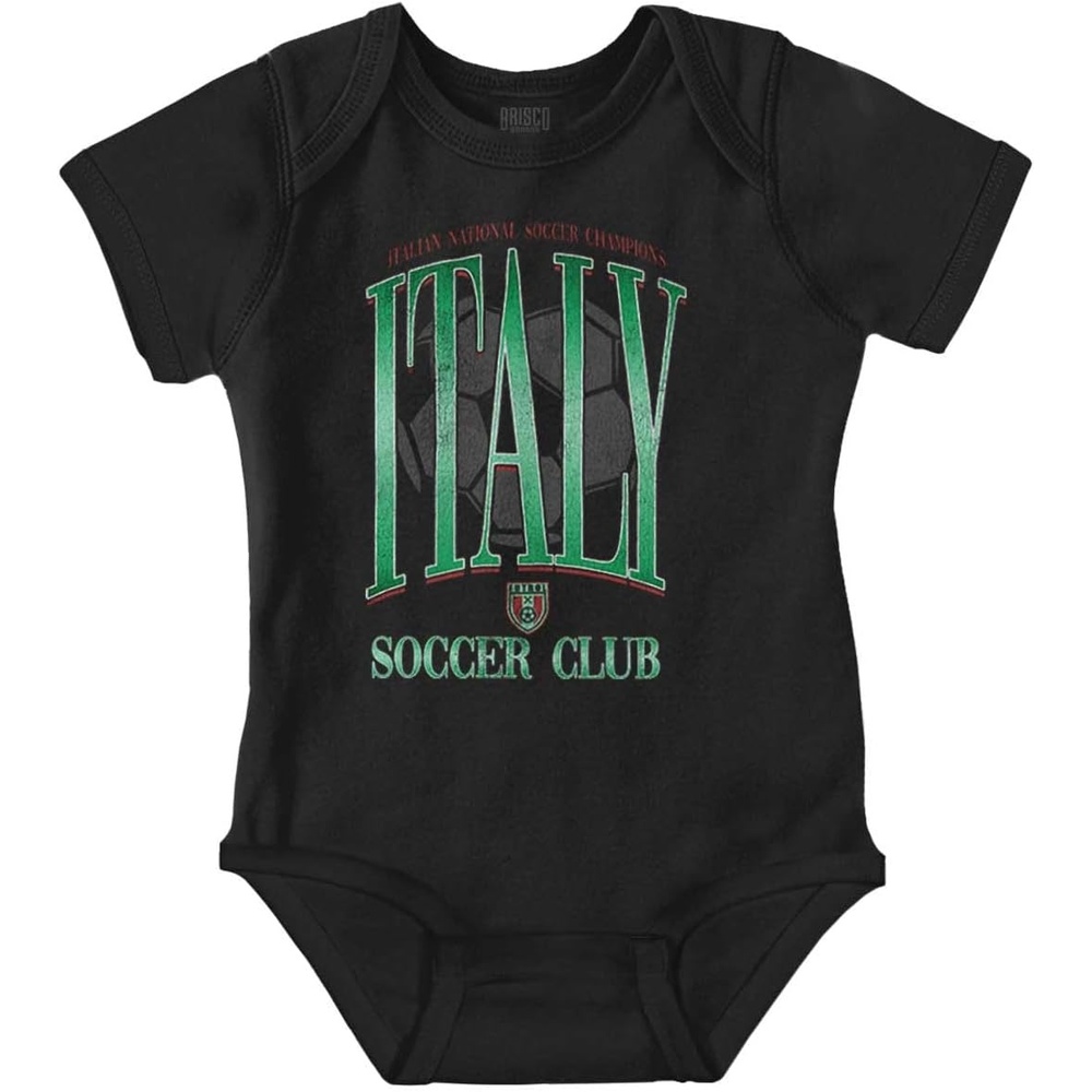 image:imageBrisco Brands Italy National Soccer Club Futbol Baby Romper Boys or GirlsBlack
