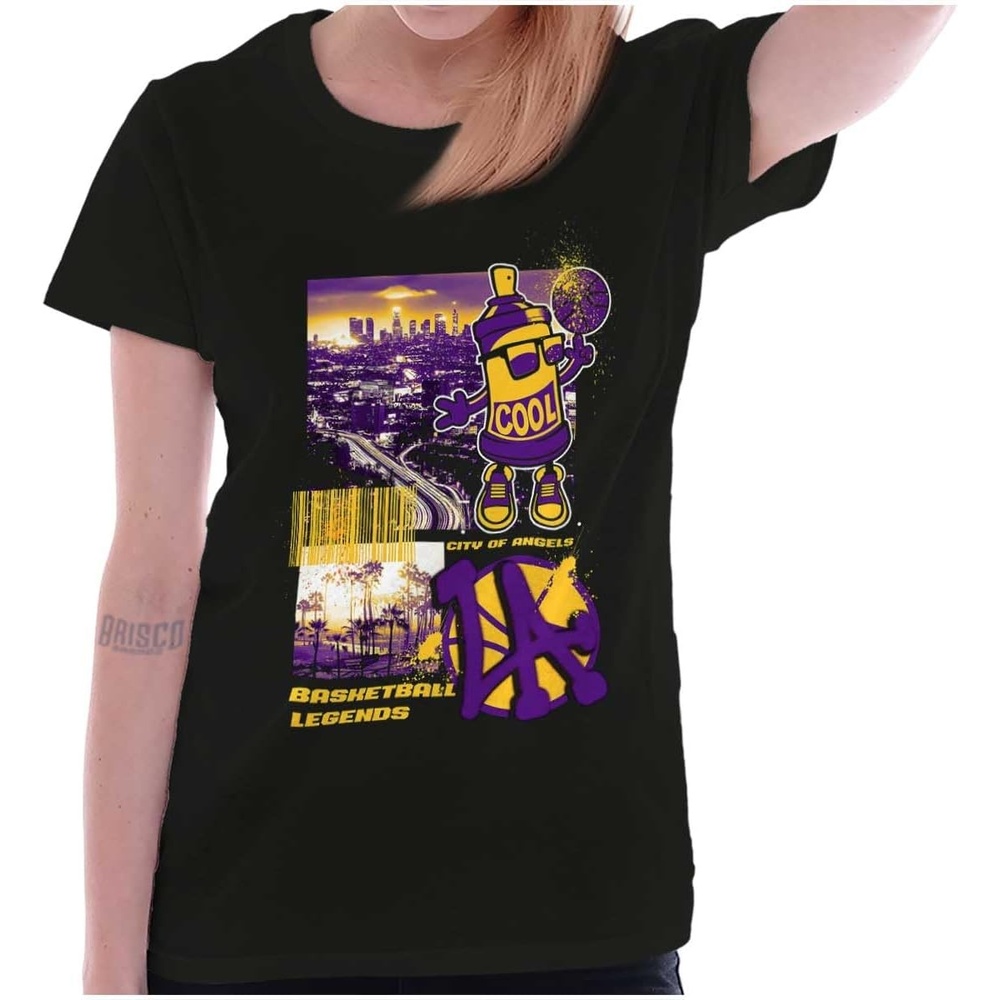 image:imageBrisco Brands Los Angeles Basketball Legends Womens Slim Fit Graphic TeeBlack