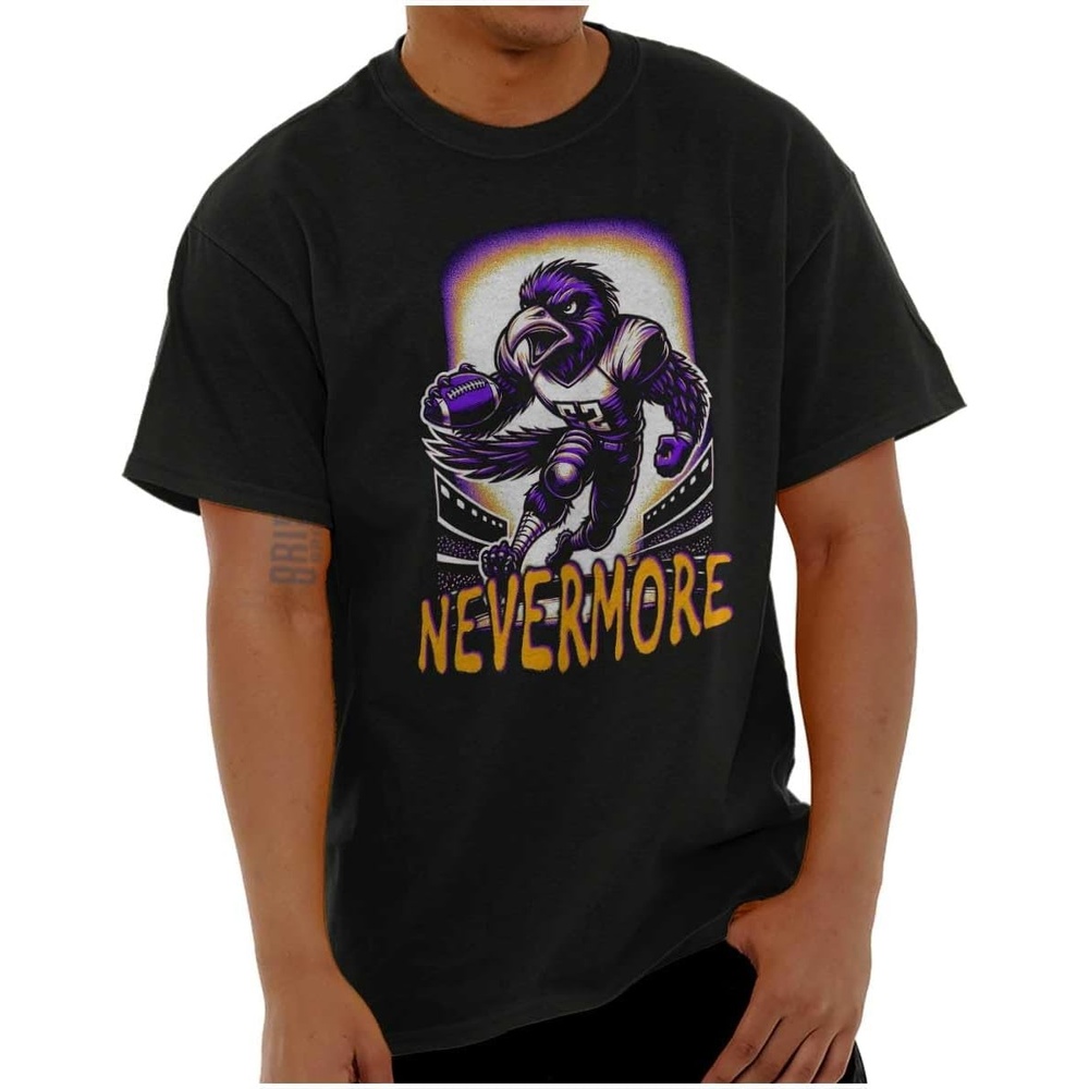 image:imageBrisco Brands Nevermore Raven Football Player Graphic T Shirt Men or WomenBlack
