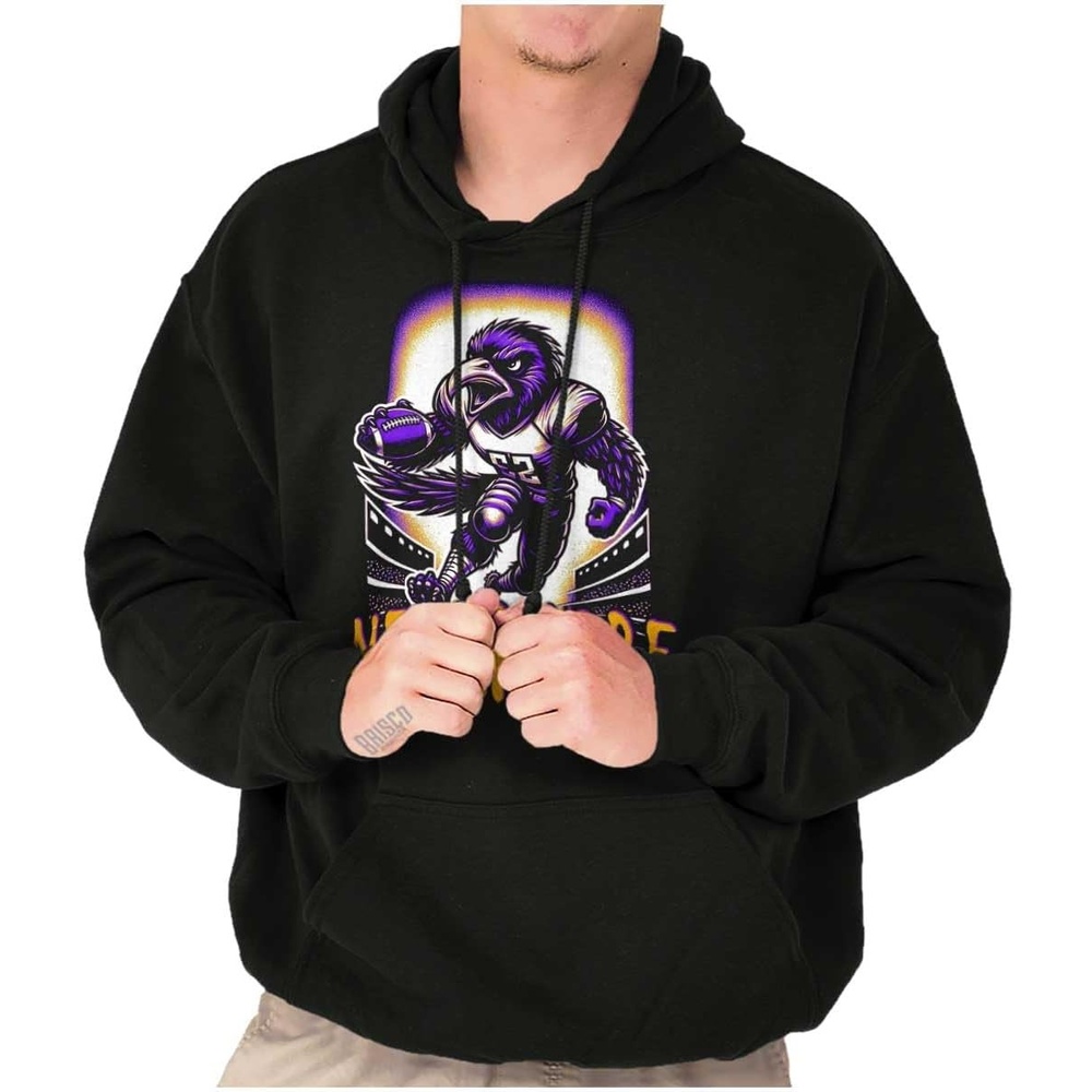 image:imageBrisco Brands Nevermore Raven Football Player Hoodie Sweatshirt Women MenBlack