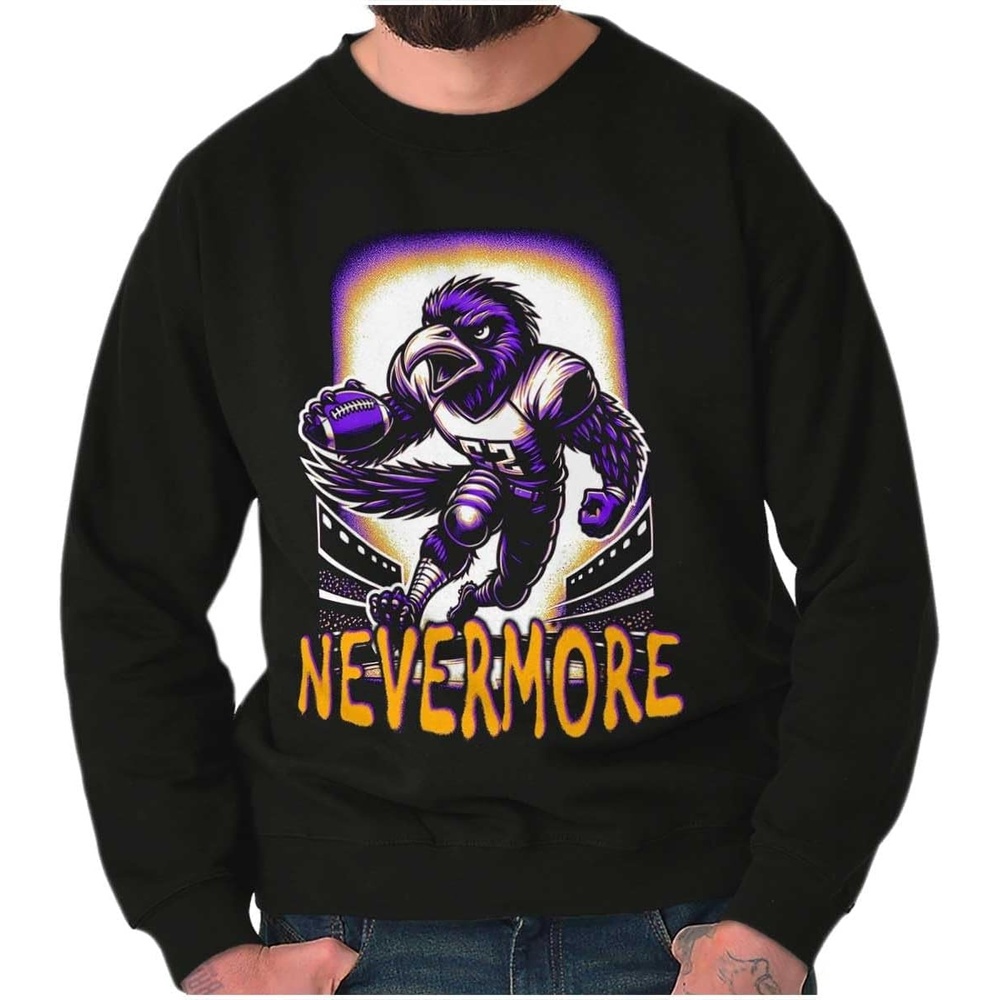 image:imageBrisco Brands Nevermore Raven Football Player Sweatshirt for Men or WomenBlack