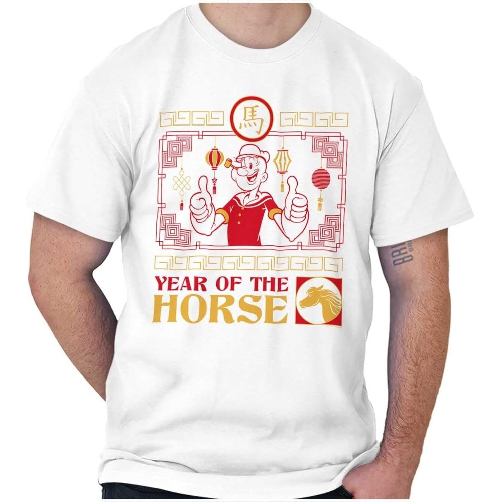 image:imageBrisco Brands Popeye Chinese Year of The Horse Graphic T Shirt Men or WomenWhite
