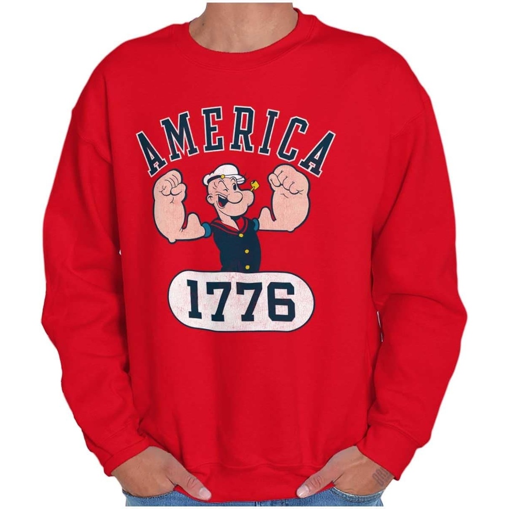 image:imageBrisco Brands Popeye The Sailor Man America 1776 Sweatshirt for Men or WomenRed