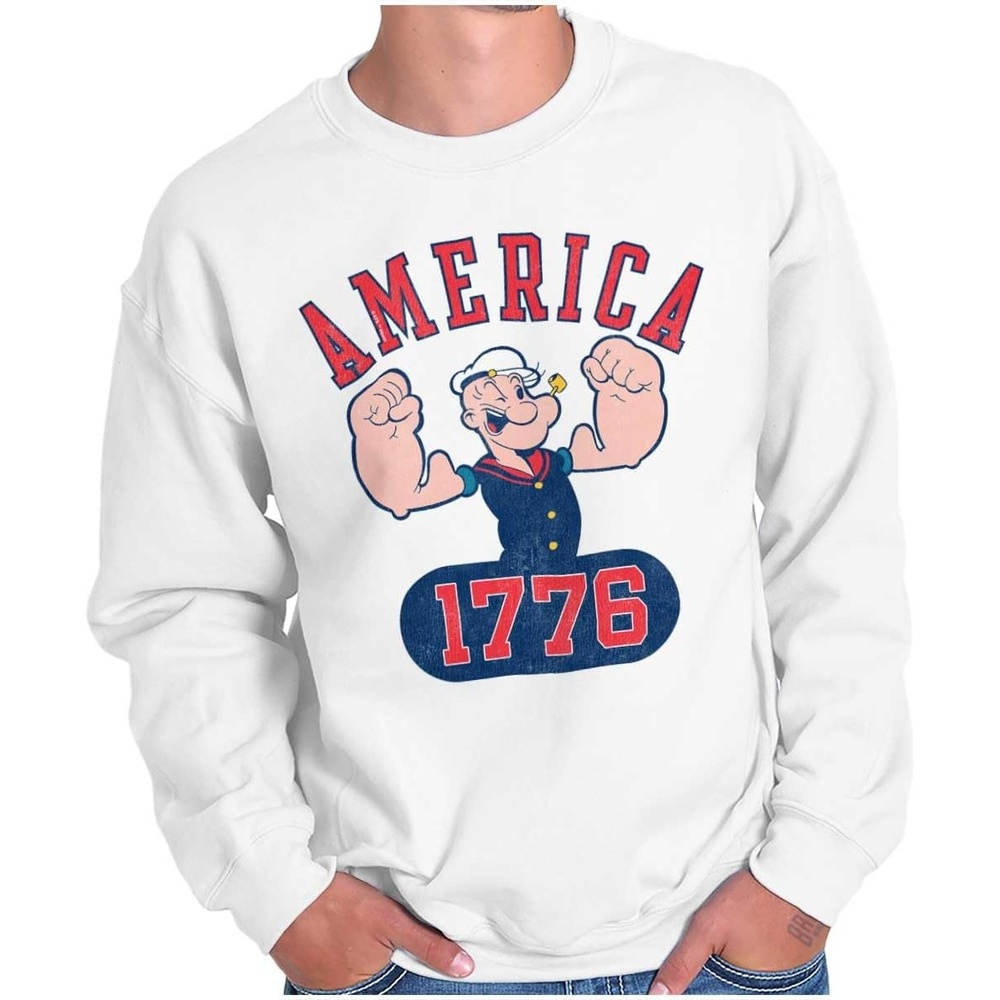 image:imageBrisco Brands Popeye The Sailor Man America 1776 Sweatshirt for Men or WomenWhite