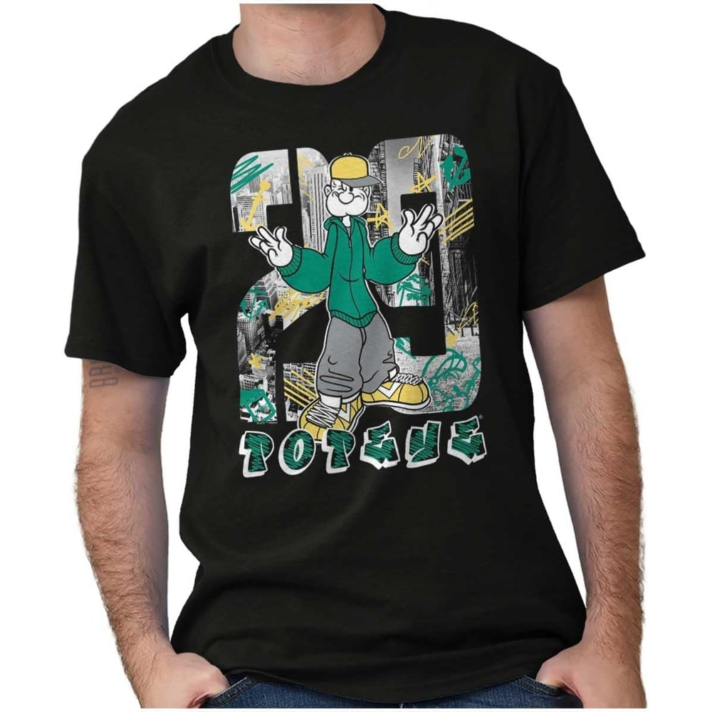 image:imageBrisco Brands Popeye Urban Streetwear Graffiti Graphic T Shirt Men or WomenBlack
