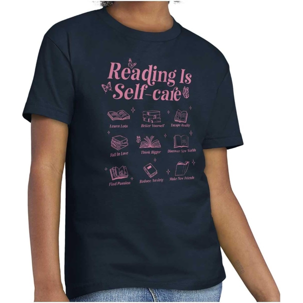 image:imageBrisco Brands Reading is Self Care Book Lover Girls Kids T Shirt Tees