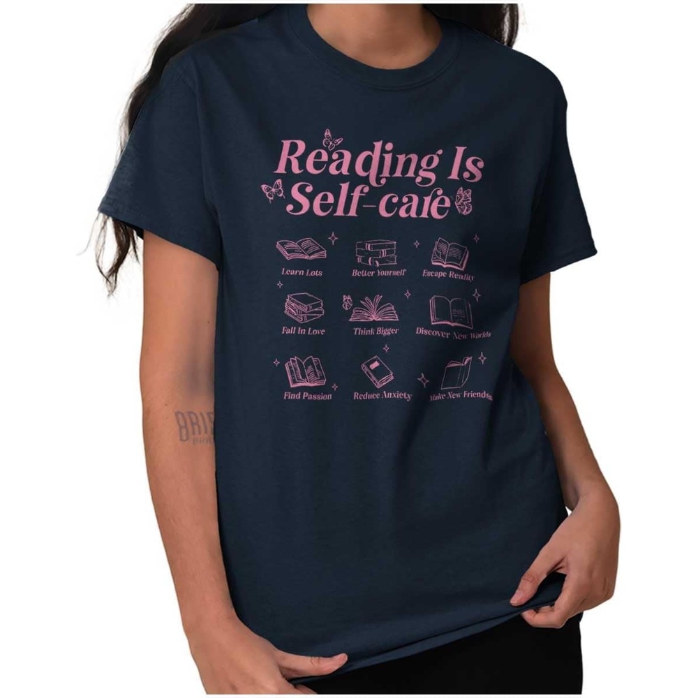 image:imageBrisco Brands Reading is Self Care Book Lover Womens Graphic T Shirt TeesNavy