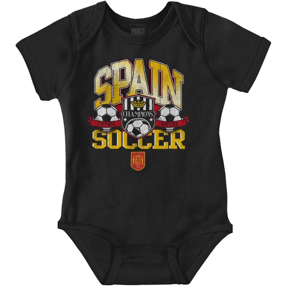 image:imageBrisco Brands Spain Soccer Champion Futbol Team Baby Romper Boys or GirlsBlack