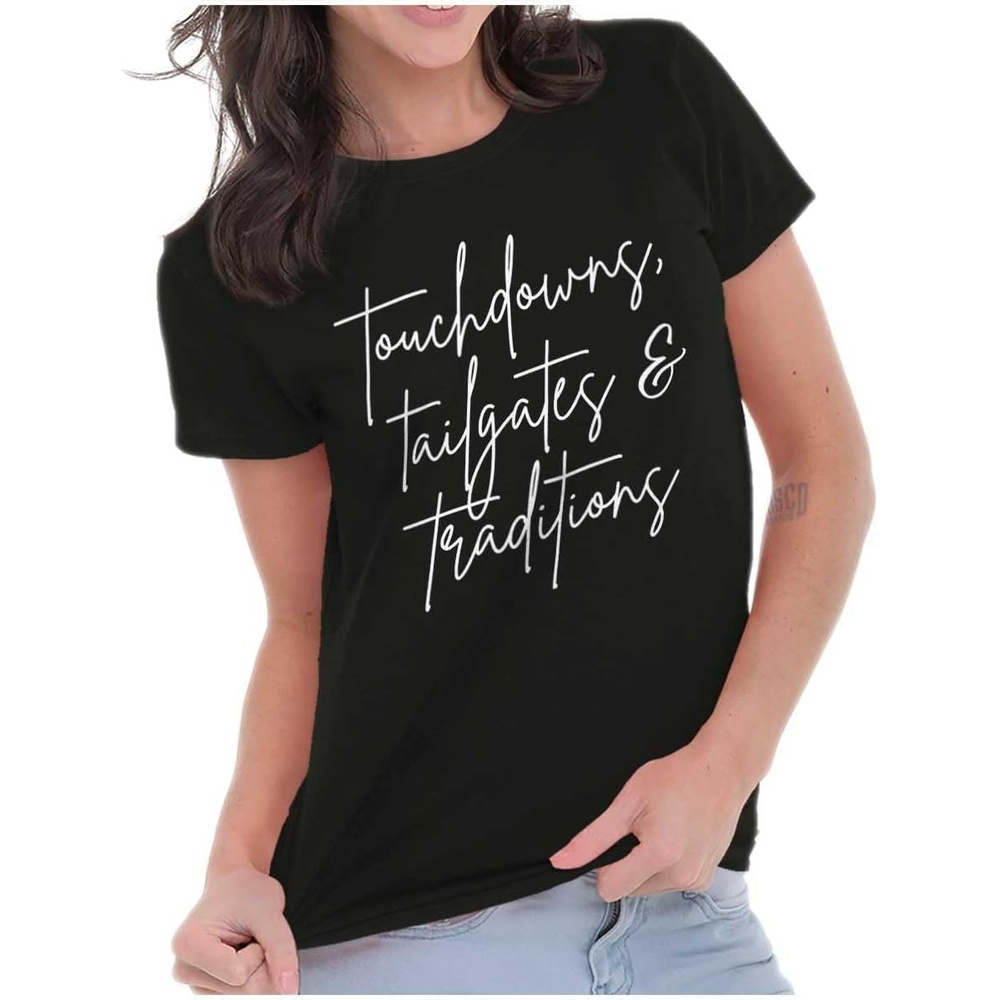 image:imageBrisco Brands Touchdowns Tailgates Traditions Womens Slim Fit Graphic TeeBlack
