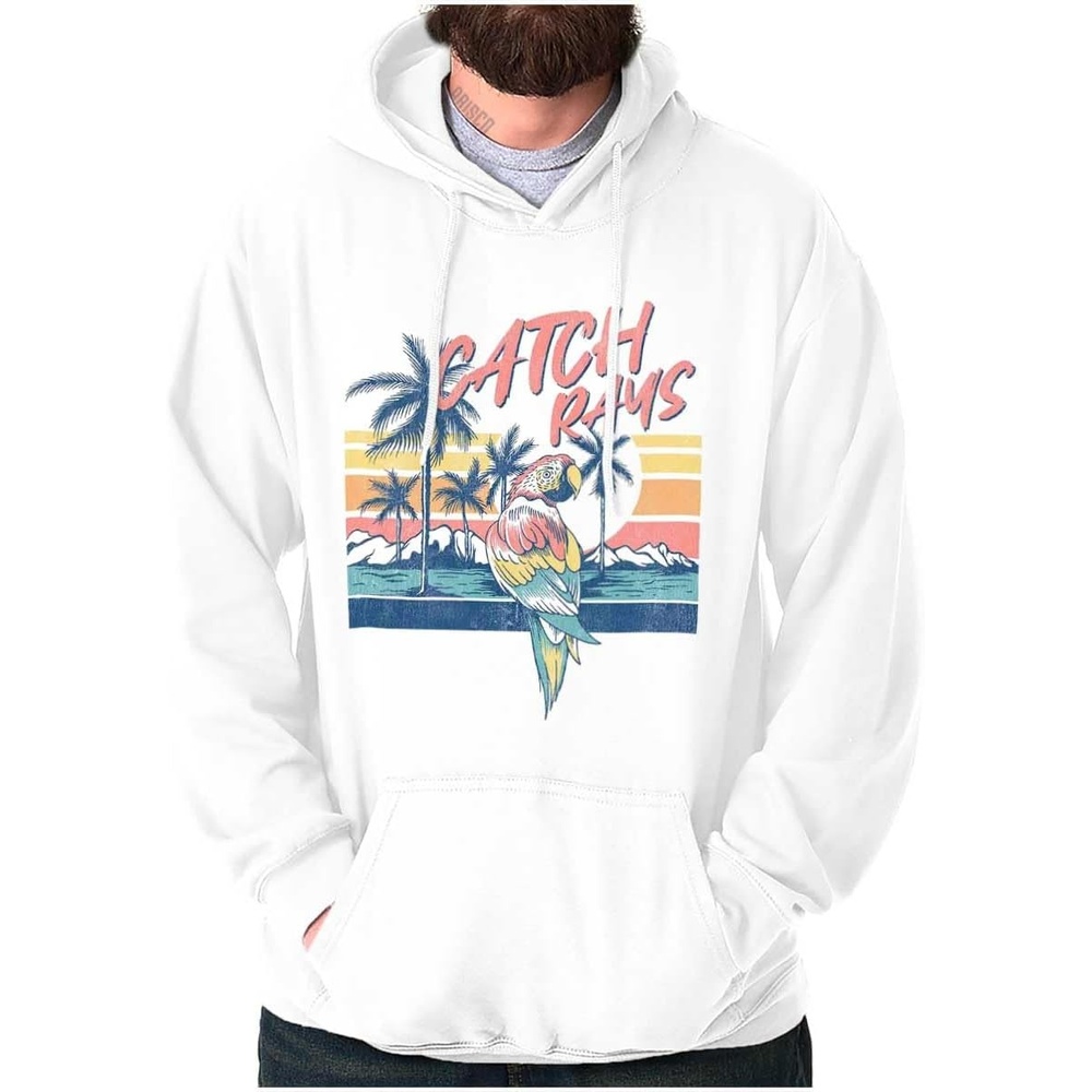 image:imageBrisco Brands Tropical Beach Parrot Catch Rays Hoodie Sweatshirt Women MenWhite