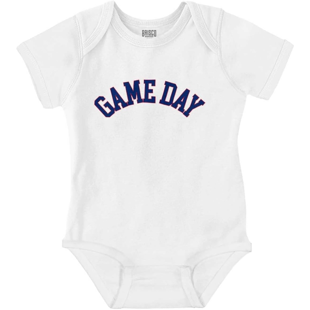 image:imageBrisco Brands Varsity Game Day Sports Athlete Fan Baby Romper Boys or GirlsWhite