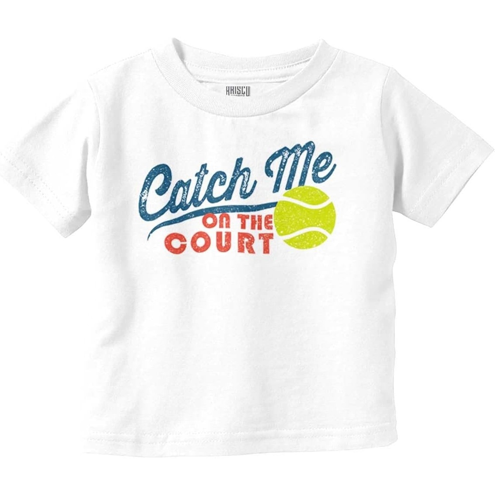 image:imageCatch Me On The Tennis Court Toddler Baby Graphic T ShirtWhite