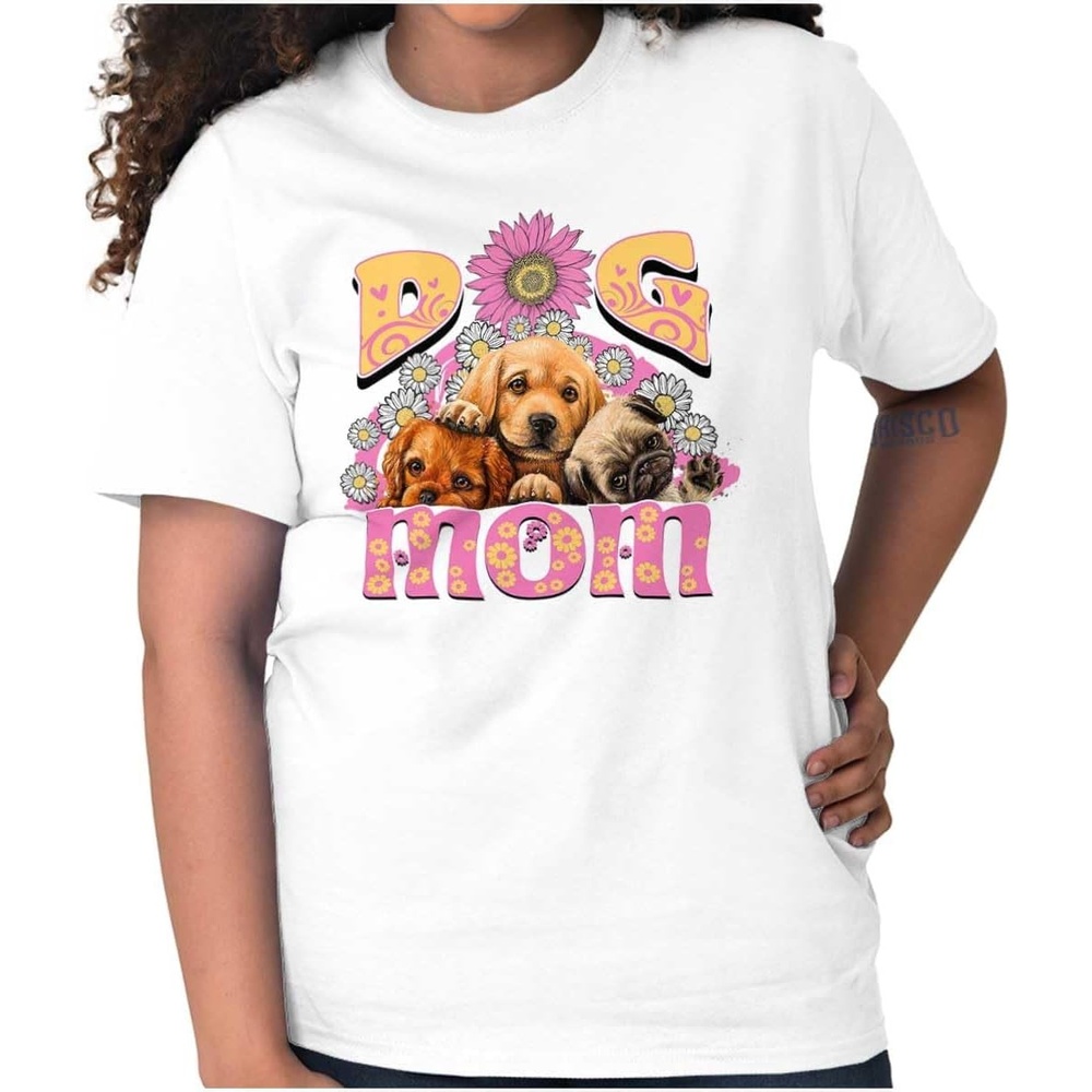 image:imageCute Dog Mom Groovy Spring Florals Womens Graphic T Shirt TeesWhite