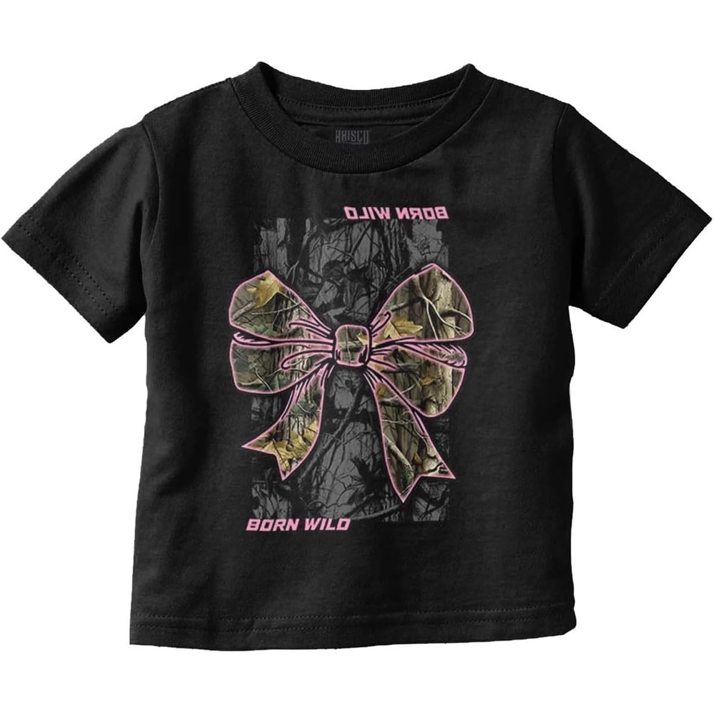 image:imageCute Girly Hunter Camouflage Bows Toddler Baby Girl T ShirtBlack Born Wild