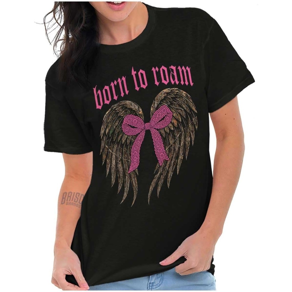 image:imageCute Girly Hunter Camouflage Bows Womens Graphic T Shirt TeesBlack Born to Roam