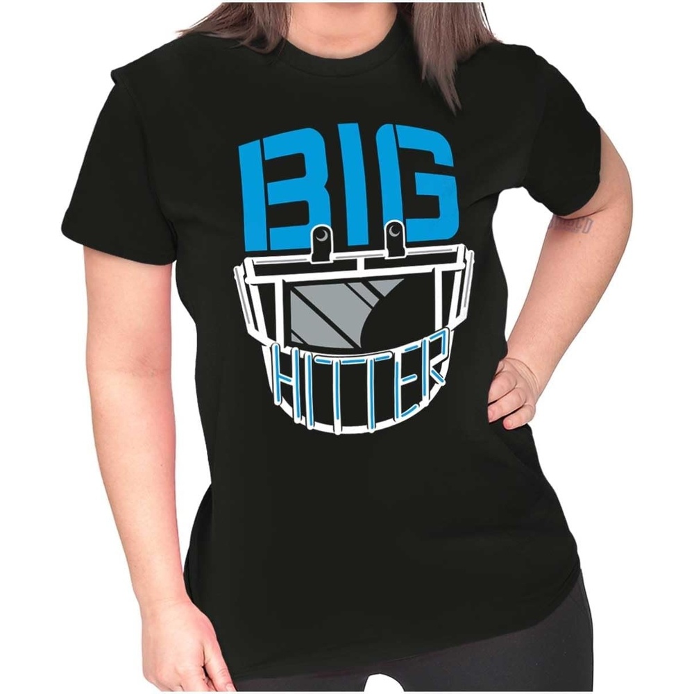 image:imageFootball Helmet Big Hitter Sports Fan Womens Slim Fit Graphic TeeBlack