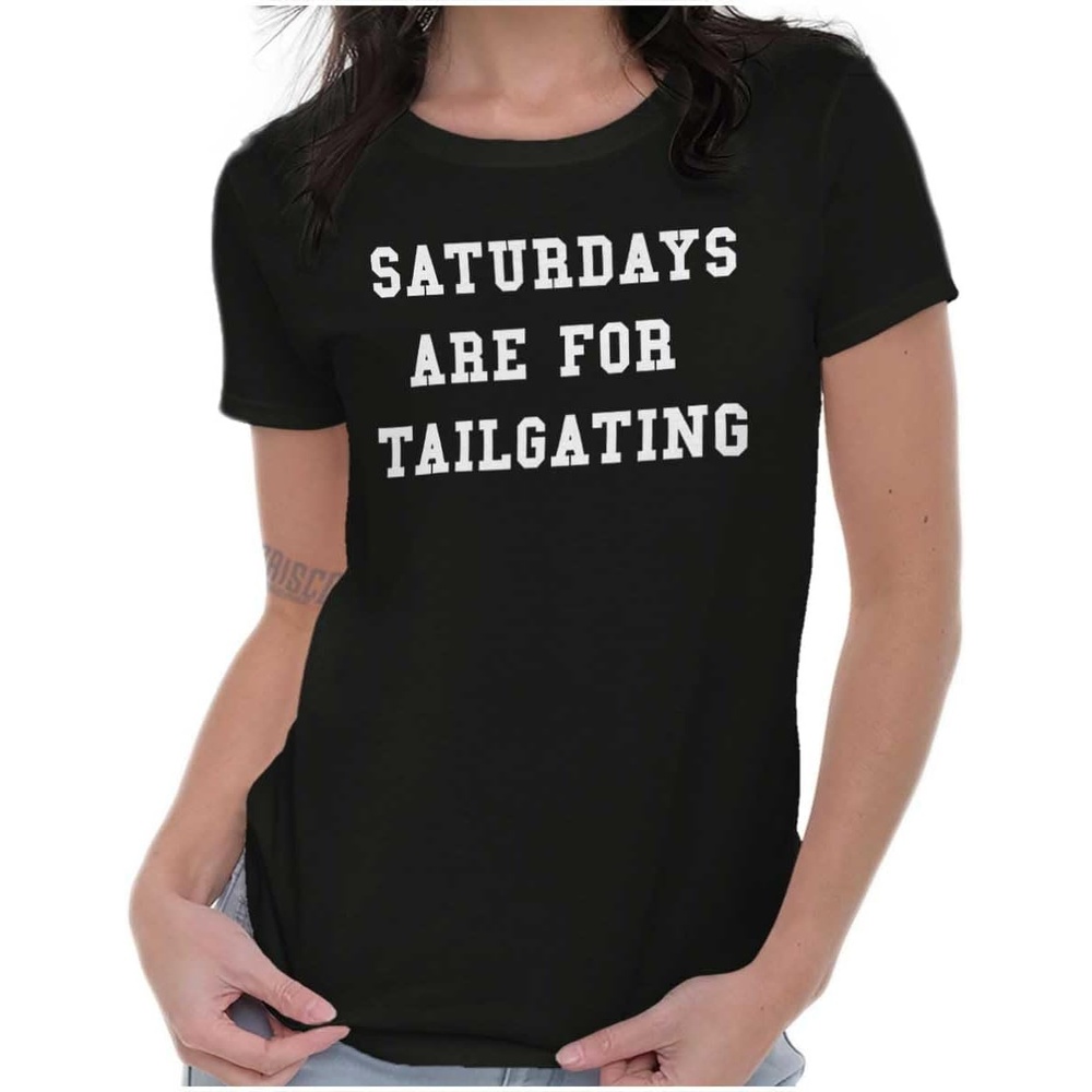 image:imageFootball Saturdays are for Tailgating Womens Slim Fit Graphic TeeBlack