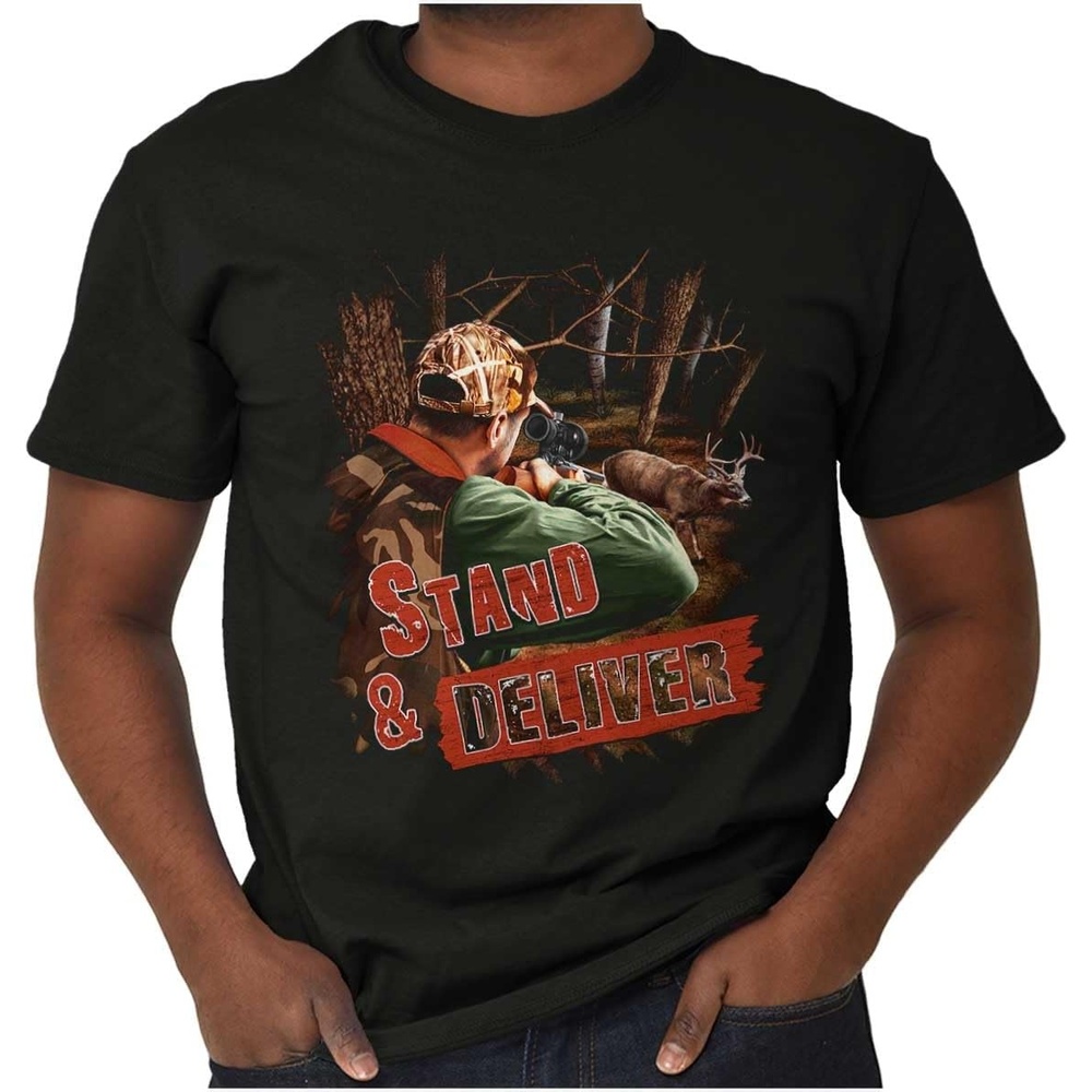 image:imageFunny Deer Hunter Stand and Deliver Graphic T Shirt Men or WomenBlack