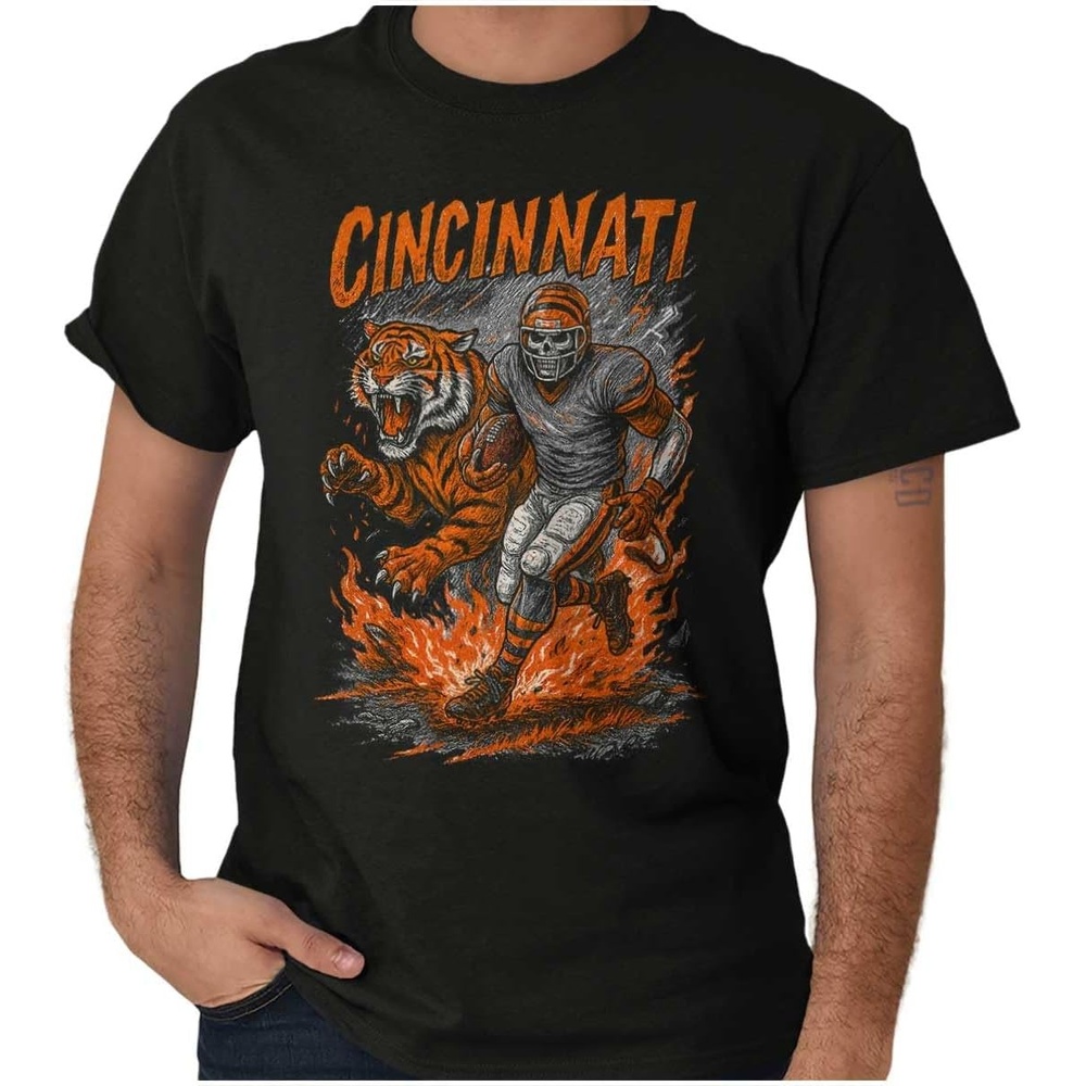 image:imageHome Team Skeleton Football Player Graphic T Shirt Men or WomenBlack Cincinnati