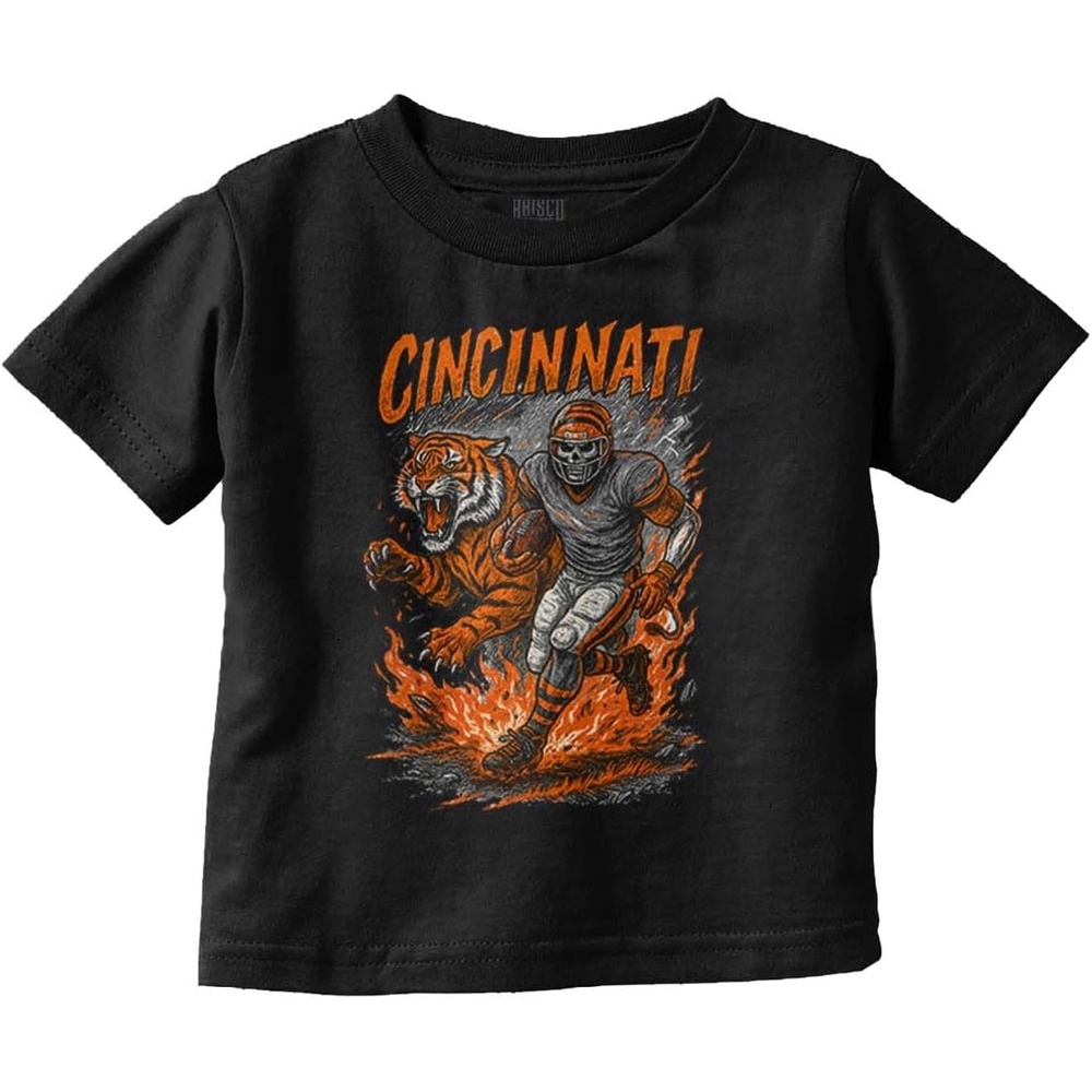 image:imageHome Team Skeleton Football Player Toddler Baby Graphic T ShirtBlack Cincinnati