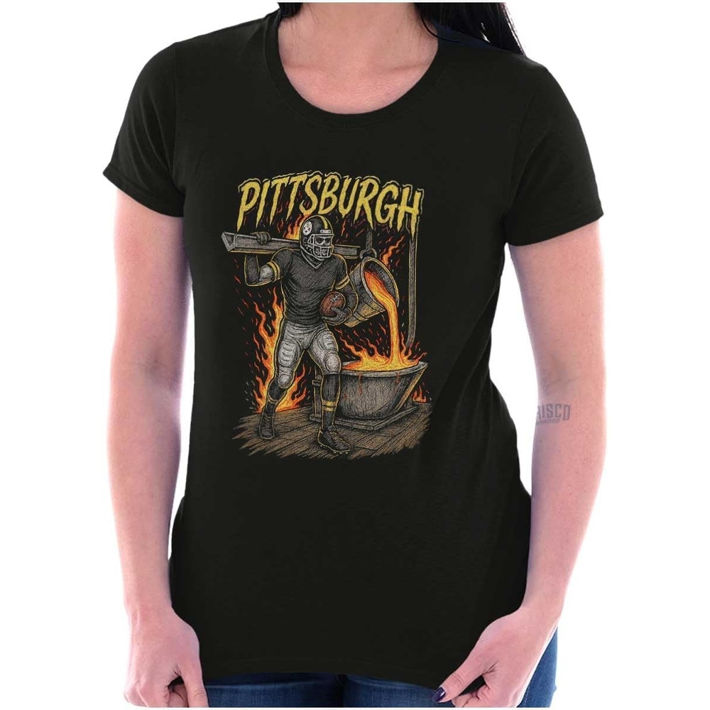 image:imageHome Team Skeleton Football Player Womens Slim Fit Graphic TeeBlack Pittsburgh