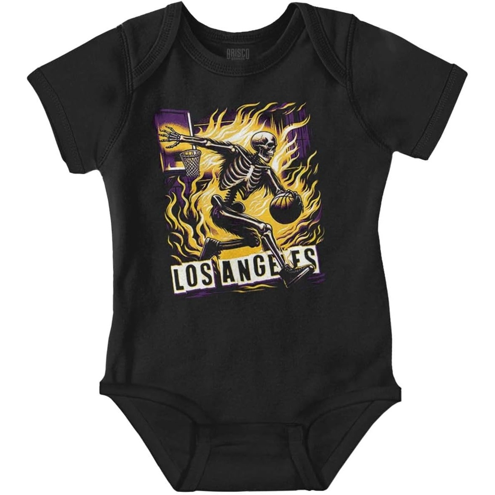 image:imageHome Town Skeleton Basketball Player Baby Romper Boys or GirlsBlack Los Angeles