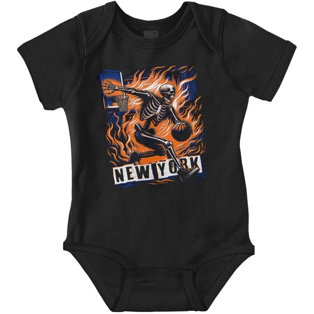 image:imageHome Town Skeleton Basketball Player Baby Romper Boys or GirlsBlack New York