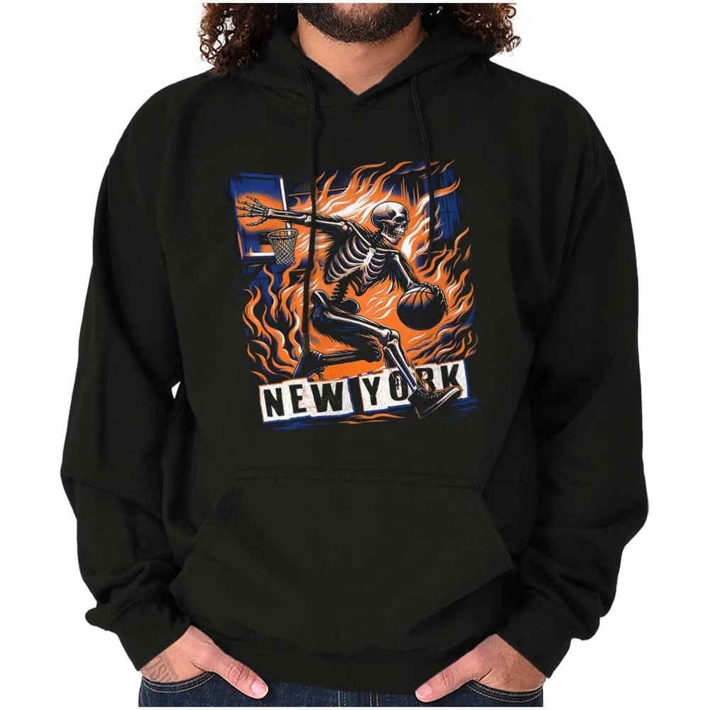 image:imageHome Town Skeleton Basketball Player Hoodie Sweatshirt Women MenBlack New York