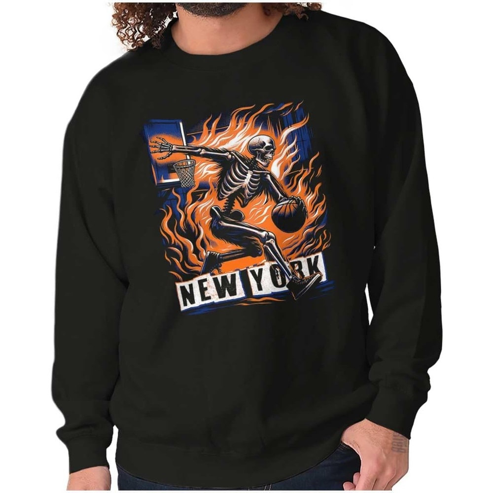 image:imageHome Town Skeleton Basketball Player Sweatshirt for Men or WomenBlack New York