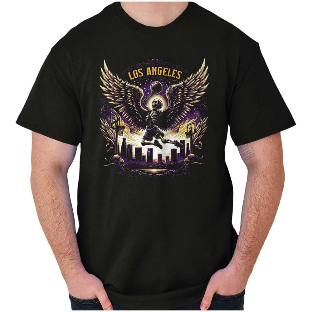 image:imageLos Angeles Skeleton Basketball Player Graphic T Shirt Men or WomenBlack  Slam Dunk