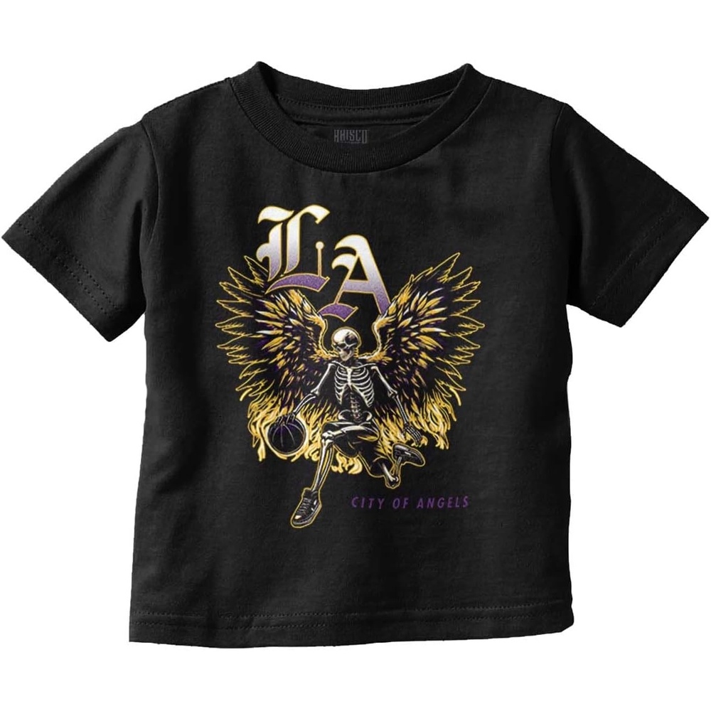 image:imageLos Angeles Skeleton Basketball Player Toddler Baby Graphic T ShirtBlack  La Dribble