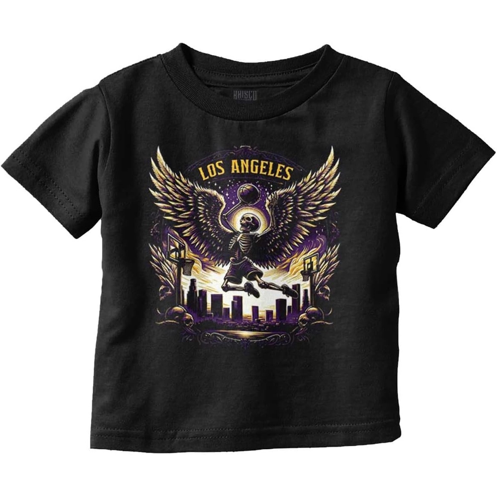 image:imageLos Angeles Skeleton Basketball Player Toddler Baby Graphic T ShirtBlack Slam Dunk