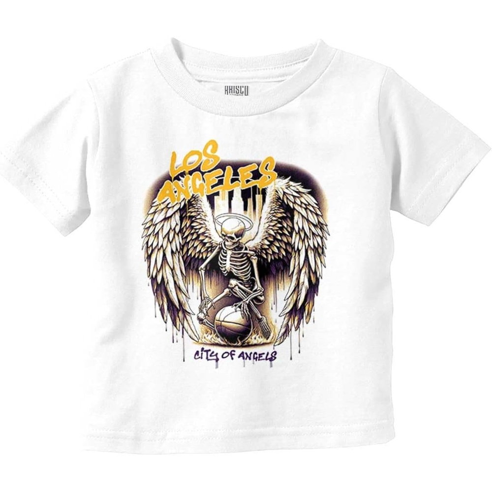 image:imageLos Angeles Skeleton Basketball Player Toddler Baby Graphic T ShirtWhite Angel Drip