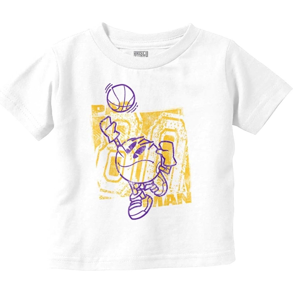 image:imagePacman Basketball Player Slam Dunk Toddler Baby Graphic T ShirtWhite