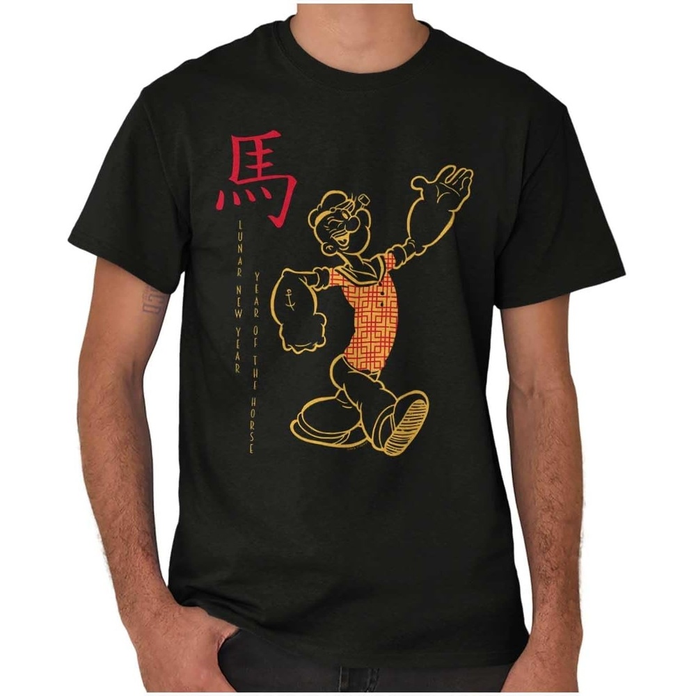 image:imagePopeye Chinese Lunar New Year Cartoon Graphic T Shirt Men or WomenBlack